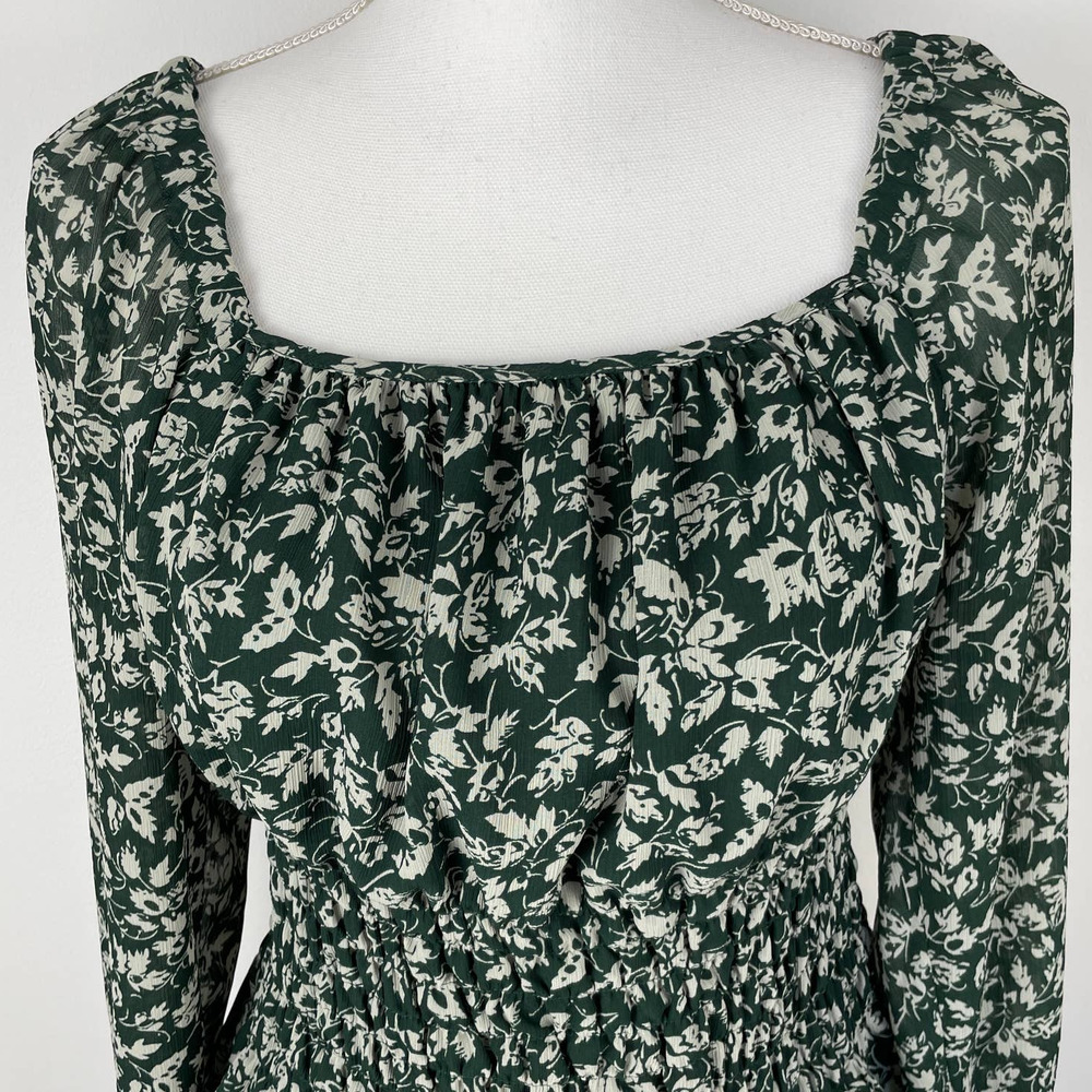Madewell Floral Georgette Top in Forest Leaves - Picture 6 of 14